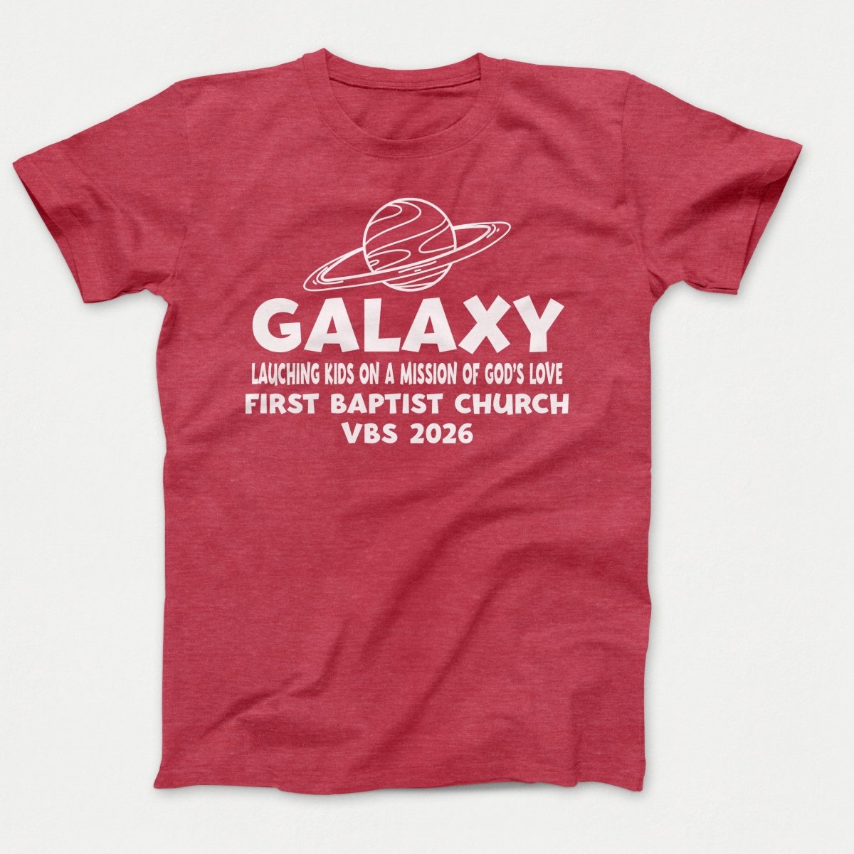 Galaxy VBS Shirts - Planet Design - Youth T-shirts Heather Red - Polkabean