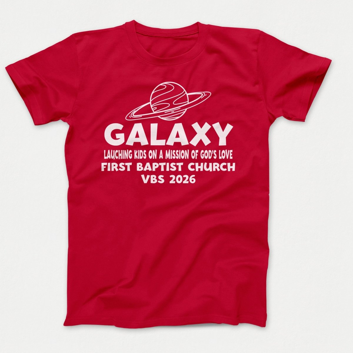 Galaxy VBS Shirts - Planet Design - Youth T-shirts Red - Polkabean