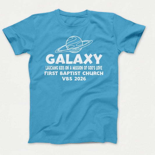 Galaxy VBS Shirts - Planet Design - Youth T-shirts Aquatic Blue - Polkabean