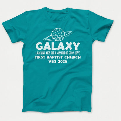 Galaxy VBS Shirts - Planet Design - Youth T-shirts Bright Aqua - Polkabean