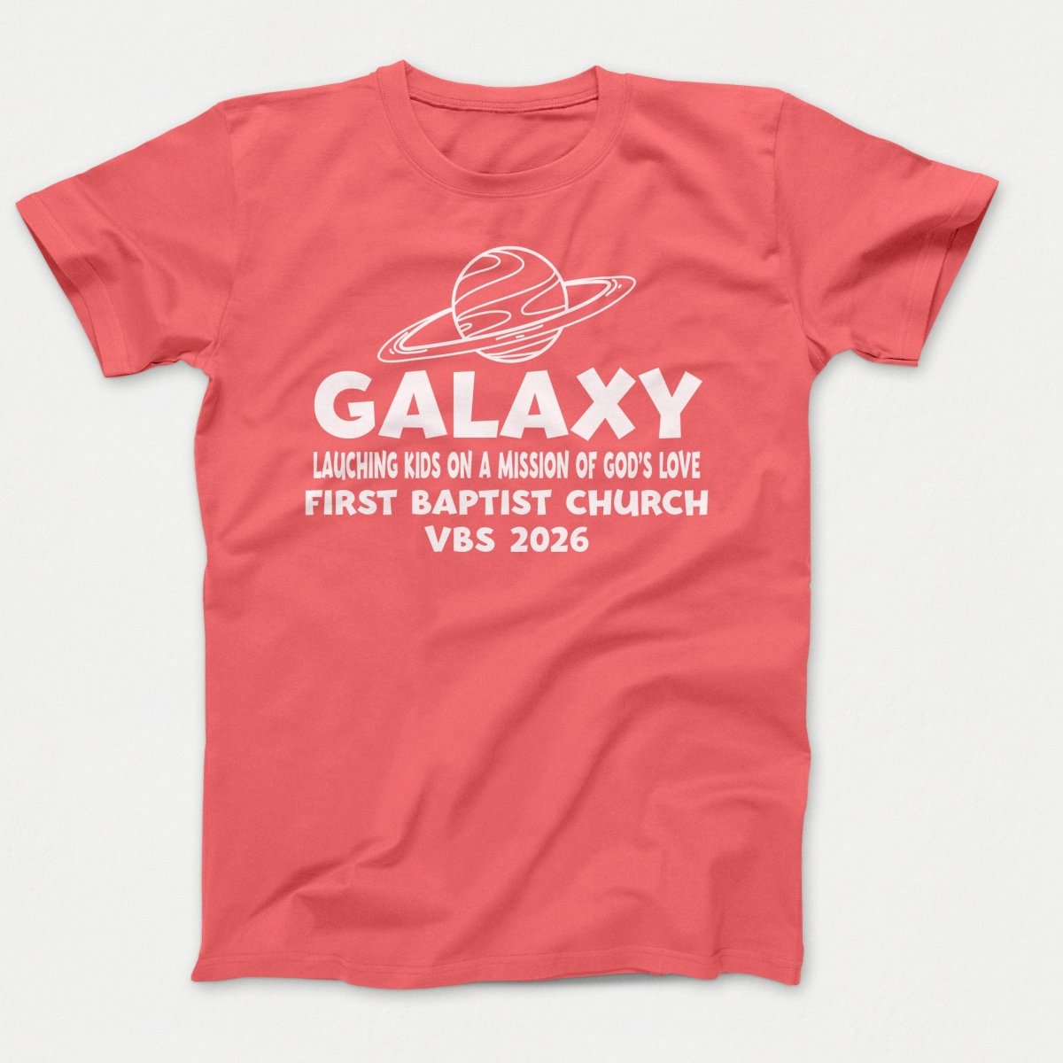 Galaxy VBS Shirts - Planet Design - Youth T-shirts Coral - Polkabean