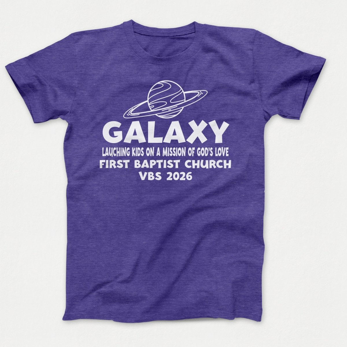 Galaxy VBS Shirts - Planet Design - Youth T-shirts Heather Purple - Polkabean