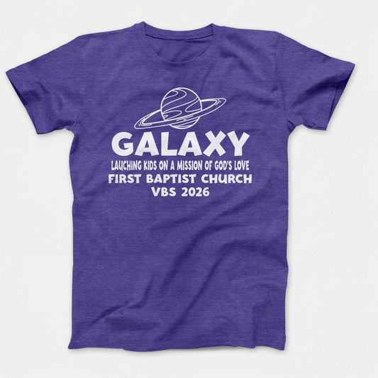 Galaxy VBS Shirts - Planet Design - Youth T-shirts Heather Purple - Polkabean