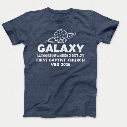 Galaxy VBS Shirts - Planet Design - Youth T-shirts Heather Navy - Polkabean