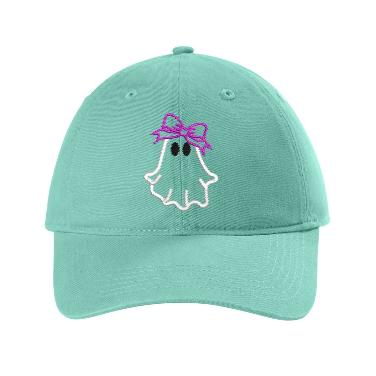Ghost with Bow Embroidered Hat – Comfort Colors Dad Hat Super White - Polkabean