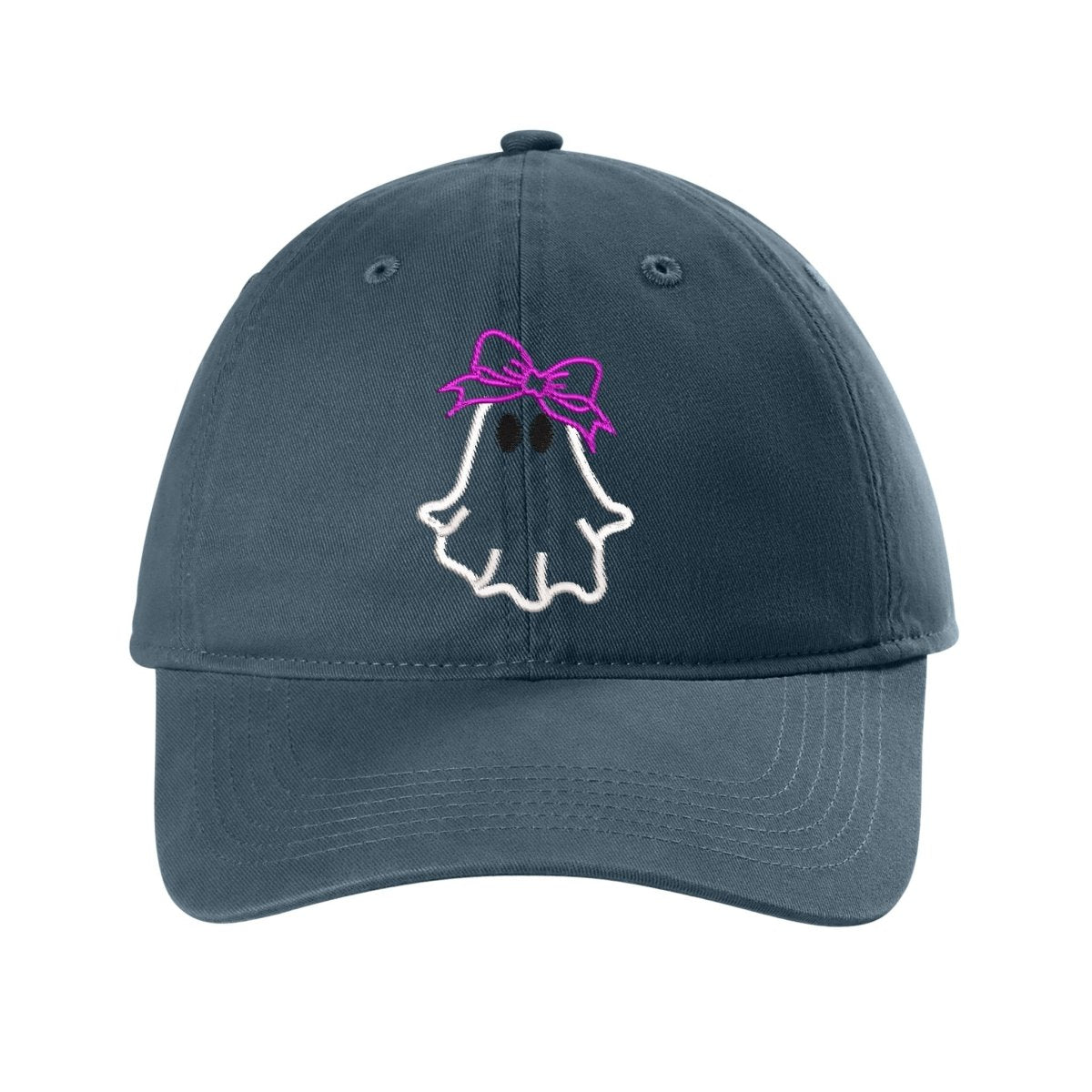 Ghost with Bow Embroidered Hat – Comfort Colors Dad Hat Super White - Polkabean