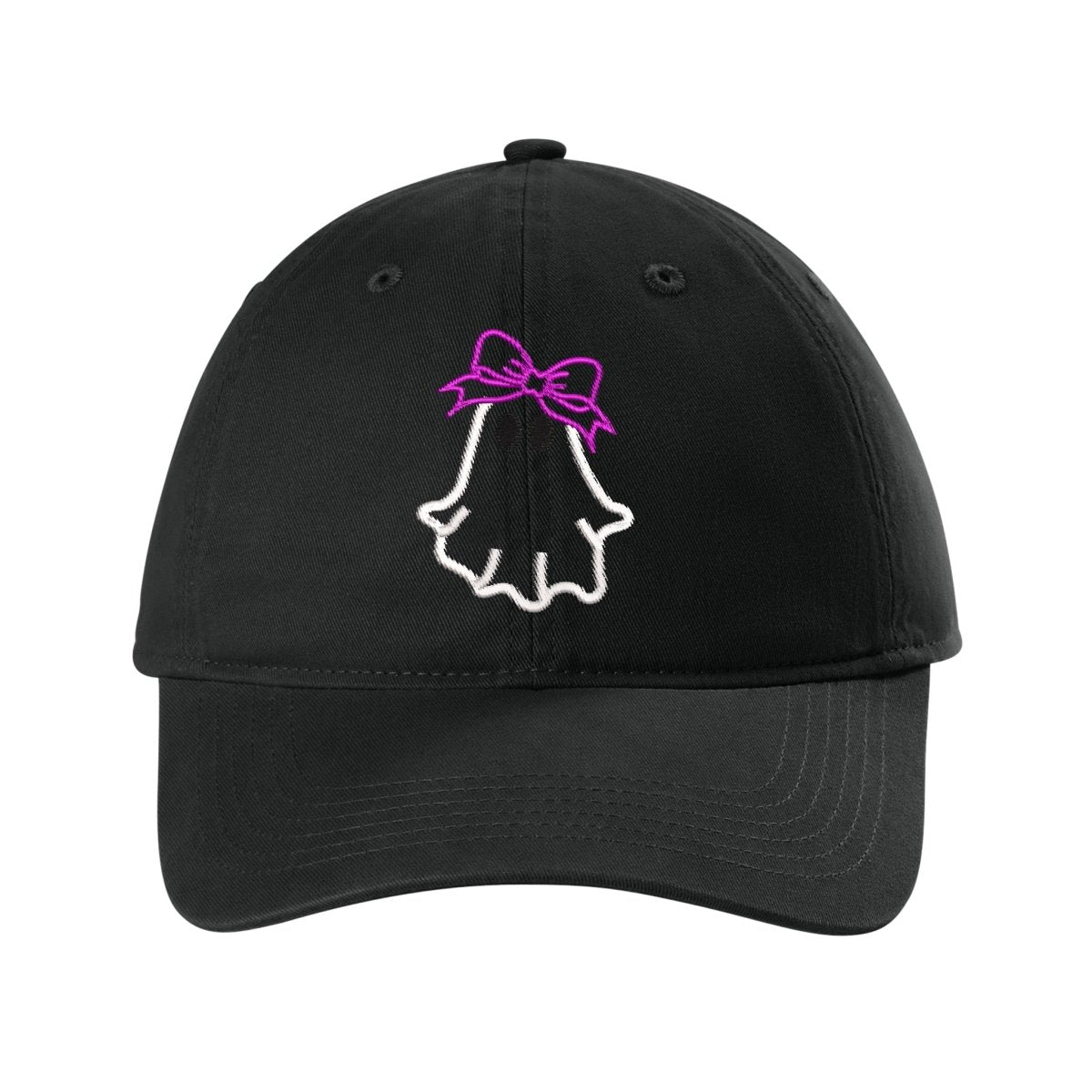 Ghost with Bow Embroidered Hat – Comfort Colors Dad Hat Super White - Polkabean