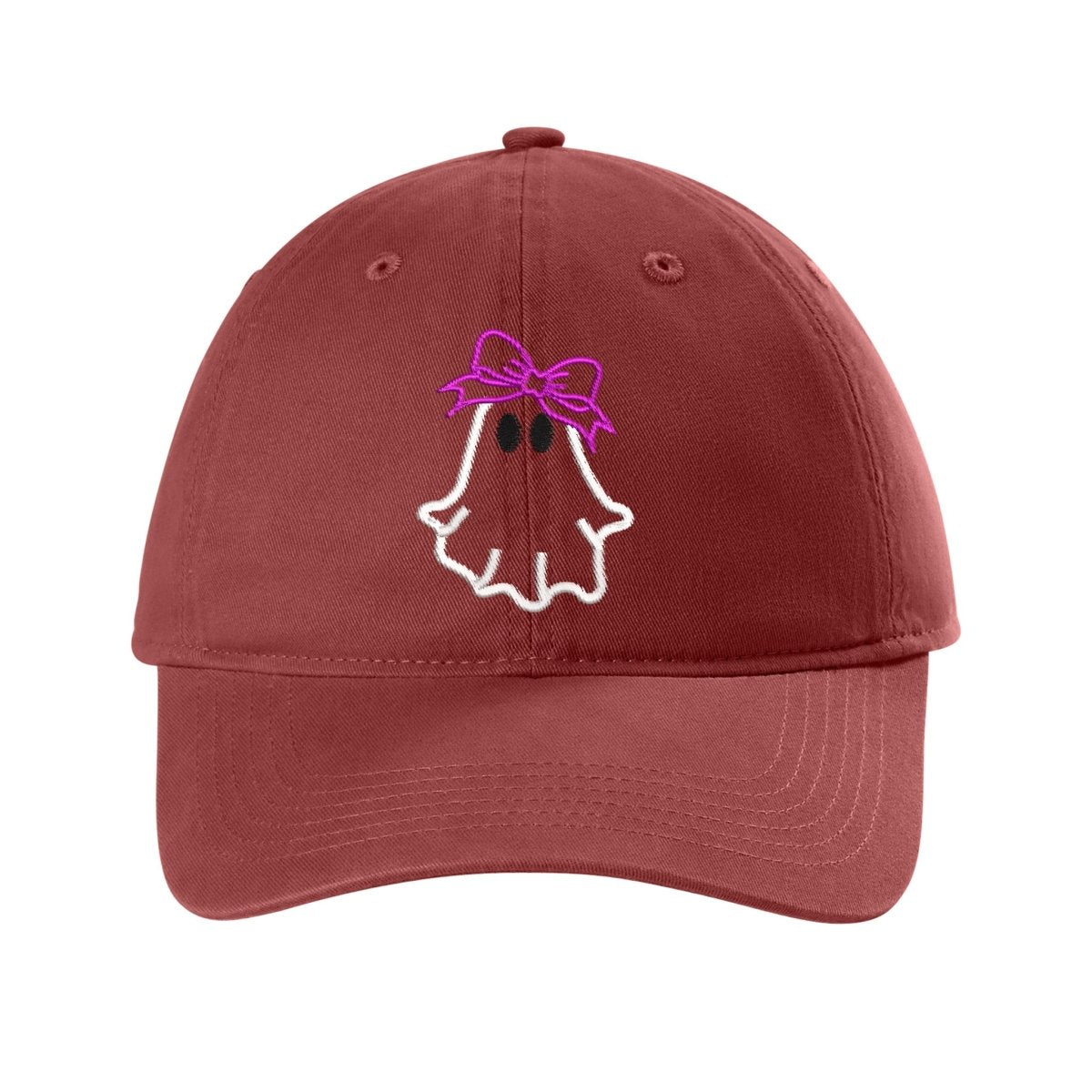Ghost with Bow Embroidered Hat – Comfort Colors Dad Hat Super White - Polkabean