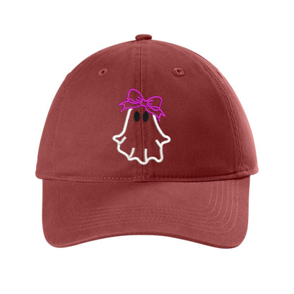Ghost with Bow Embroidered Hat – Comfort Colors Dad Hat Super White - Polkabean