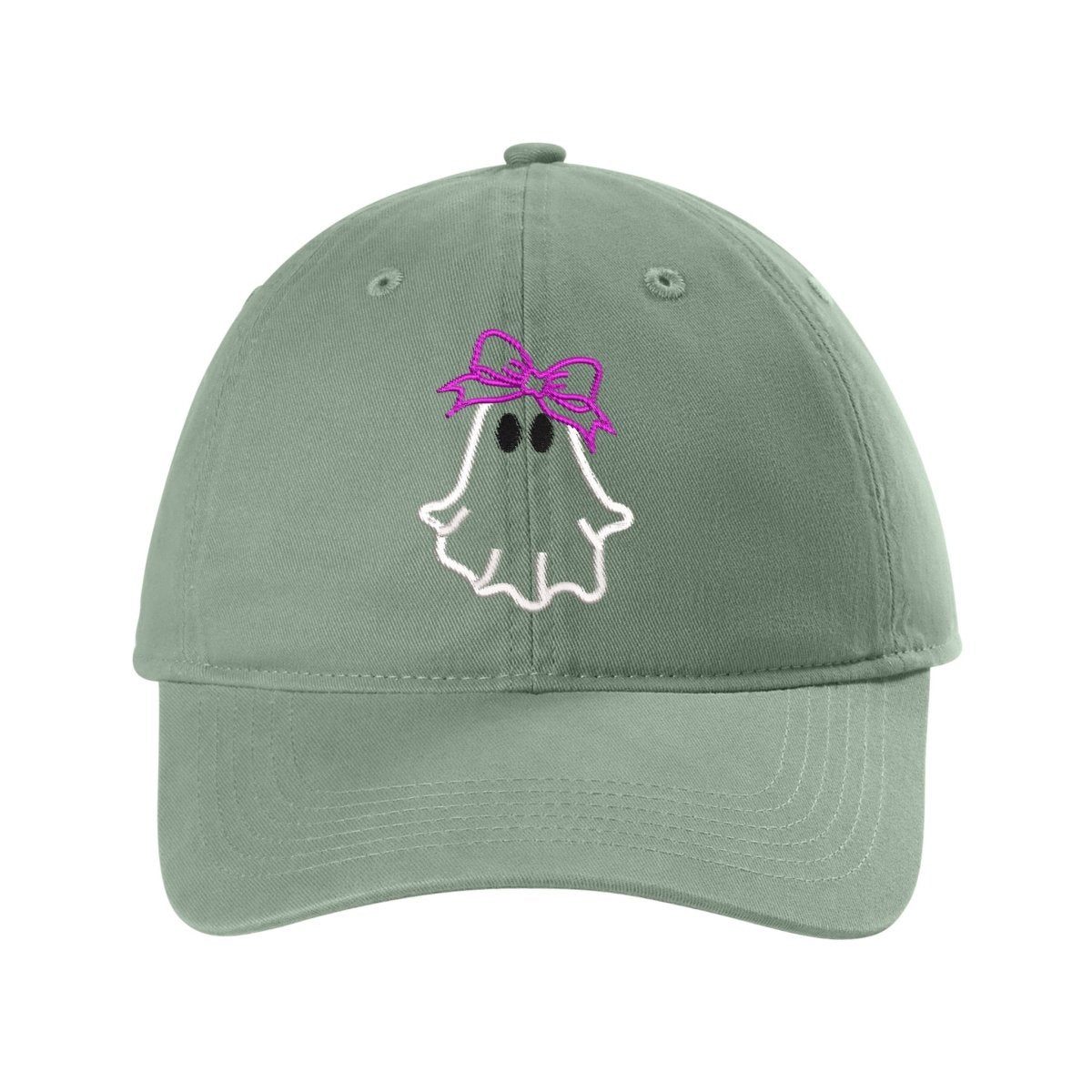 Ghost with Bow Embroidered Hat – Comfort Colors Dad Hat Super White - Polkabean
