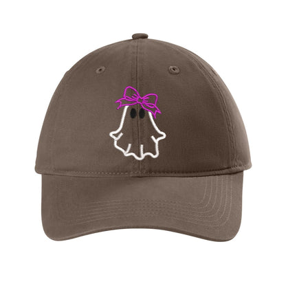 Ghost with Bow Embroidered Hat – Comfort Colors Dad Hat Super White - Polkabean