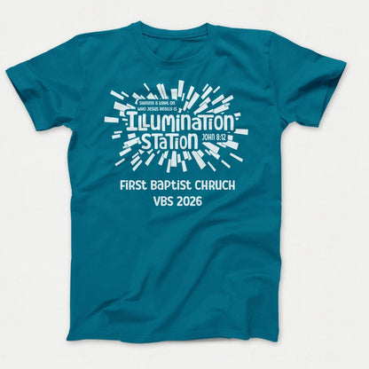 Illumination Station VBS Shirts - Geometric Logo - Adult Shirts Teal - Polkabean