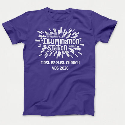 Illumination Station VBS Shirts - Geometric Logo - Adult Shirts Purple - Polkabean