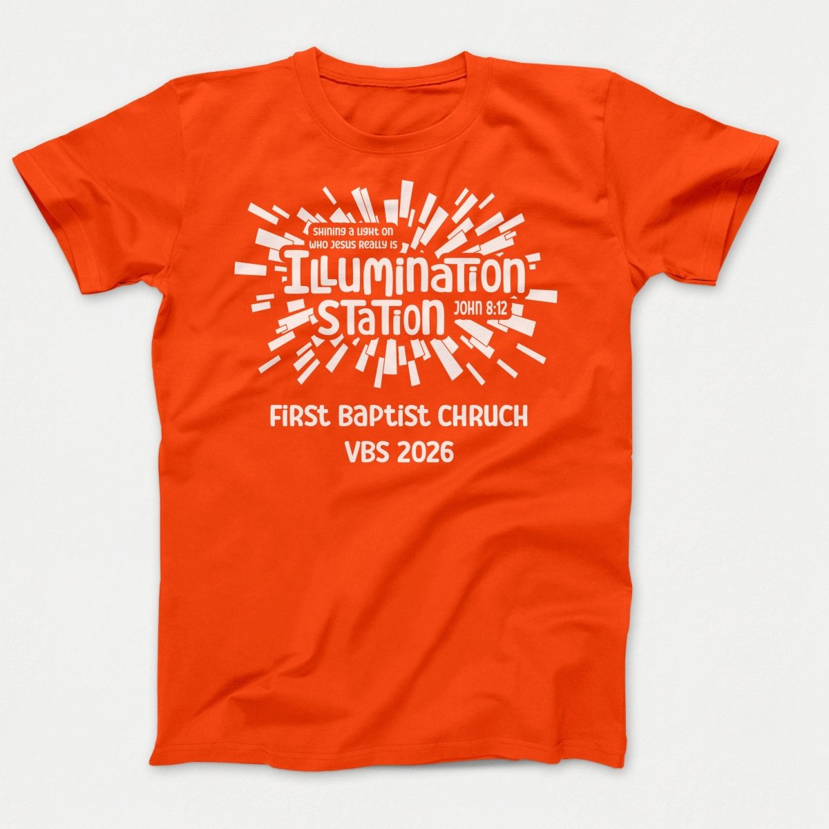 Illumination Station VBS Shirts - Geometric Logo - Adult Shirts Orange - Polkabean