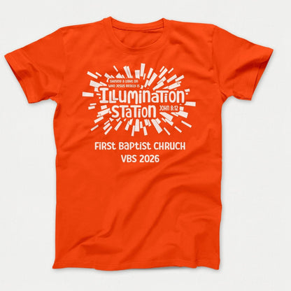 Illumination Station VBS Shirts - Geometric Logo - Adult Shirts Orange - Polkabean