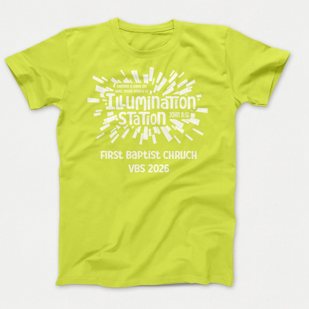 Illumination Station VBS Shirts - Geometric Logo - Adult Shirts Neon Yellow - Polkabean