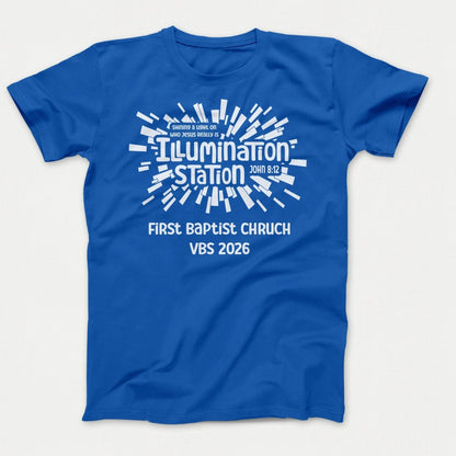 Illumination Station VBS Shirts - Geometric Logo - Adult Shirts Royal Blue - Polkabean