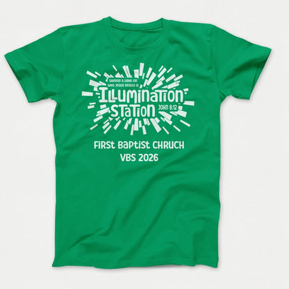 Illumination Station VBS Shirts - Geometric Logo - Adult Shirts Kelly - Polkabean