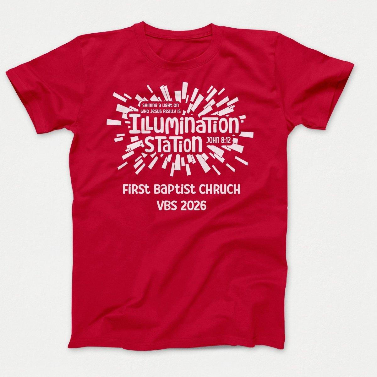 Illumination Station VBS Shirts - Geometric Logo - Youth Shirts Red - Polkabean