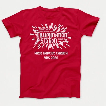Illumination Station VBS Shirts - Geometric Logo - Youth Shirts Red - Polkabean