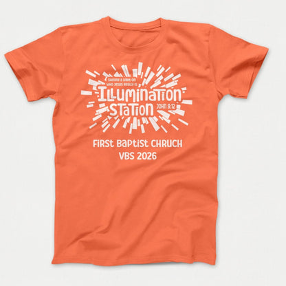 Illumination Station VBS Shirts - Geometric Logo - Youth Shirts Neon Orange - Polkabean