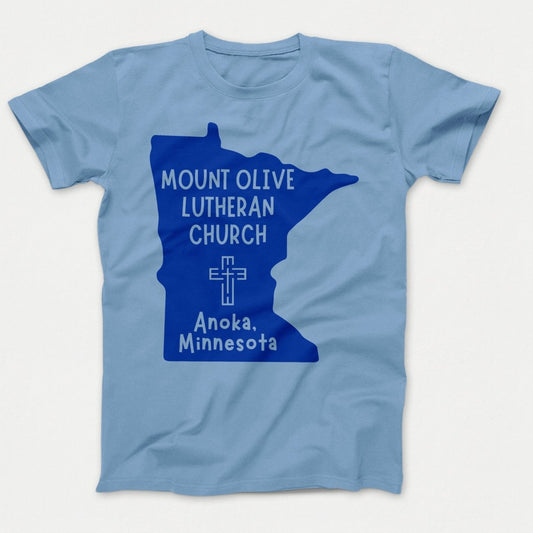 Mount Olive Lutheran Church Custom Order - Adult Shirts - Tundra Blue - Polkabean