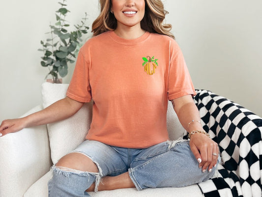 Pumpkin Monogram Comfort Colors T-shirt S - Polkabean
