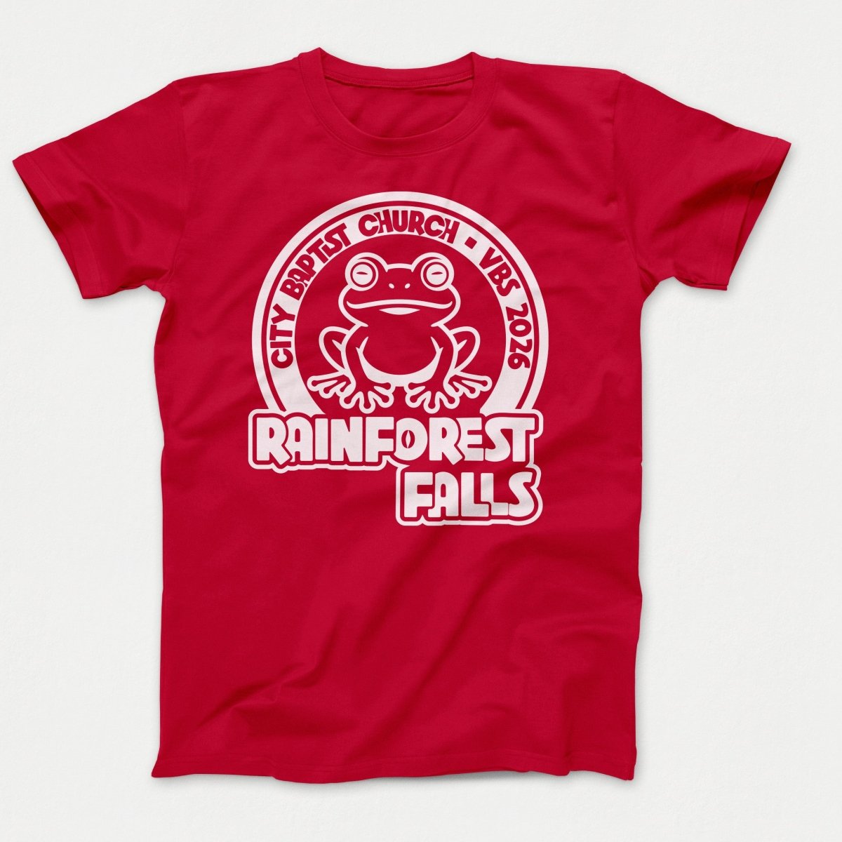 Rainforest Falls VBS Kids Shirts Frog Design Red - Polkabean