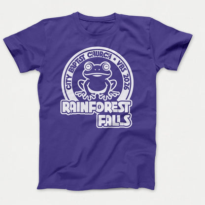 Rainforest Falls VBS Kids Shirts Frog Design Purple - Polkabean