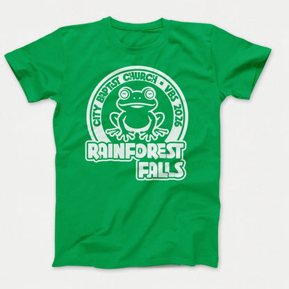 Rainforest Falls VBS Kids Shirts Frog Design Clover Green - Polkabean