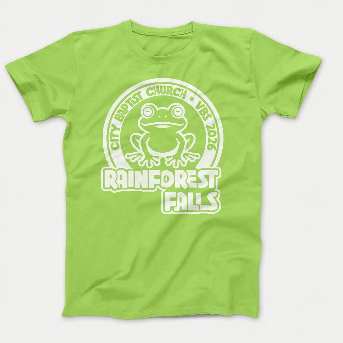 Rainforest Falls VBS Kids Shirts Frog Design Lime - Polkabean