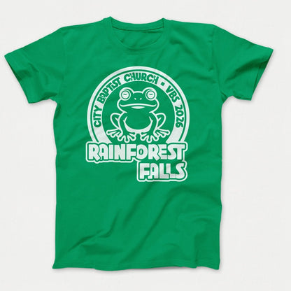 Rainforest Falls VBS Shirt Frog Design - Adult Shirts Kelly - Polkabean
