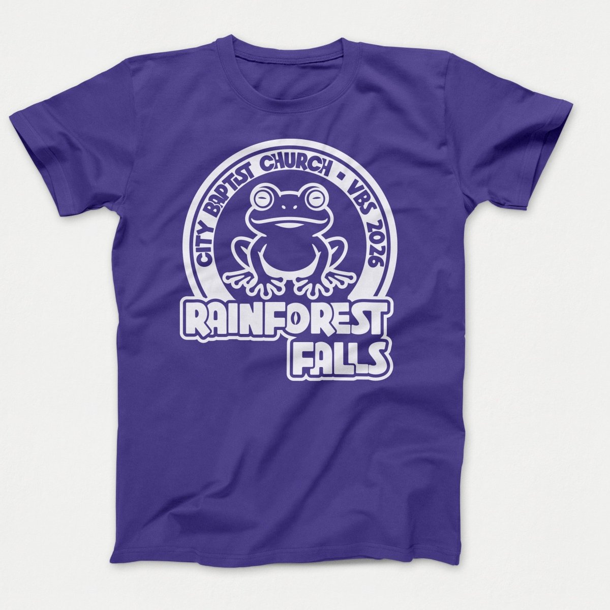 Rainforest Falls VBS Shirt Frog Design - Adult Shirts Purple - Polkabean