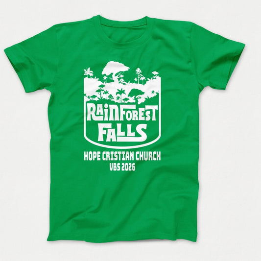 Rainforest Falls VBS Shirt - Rainforest Badge - Youth Shirts Clover Green - Polkabean