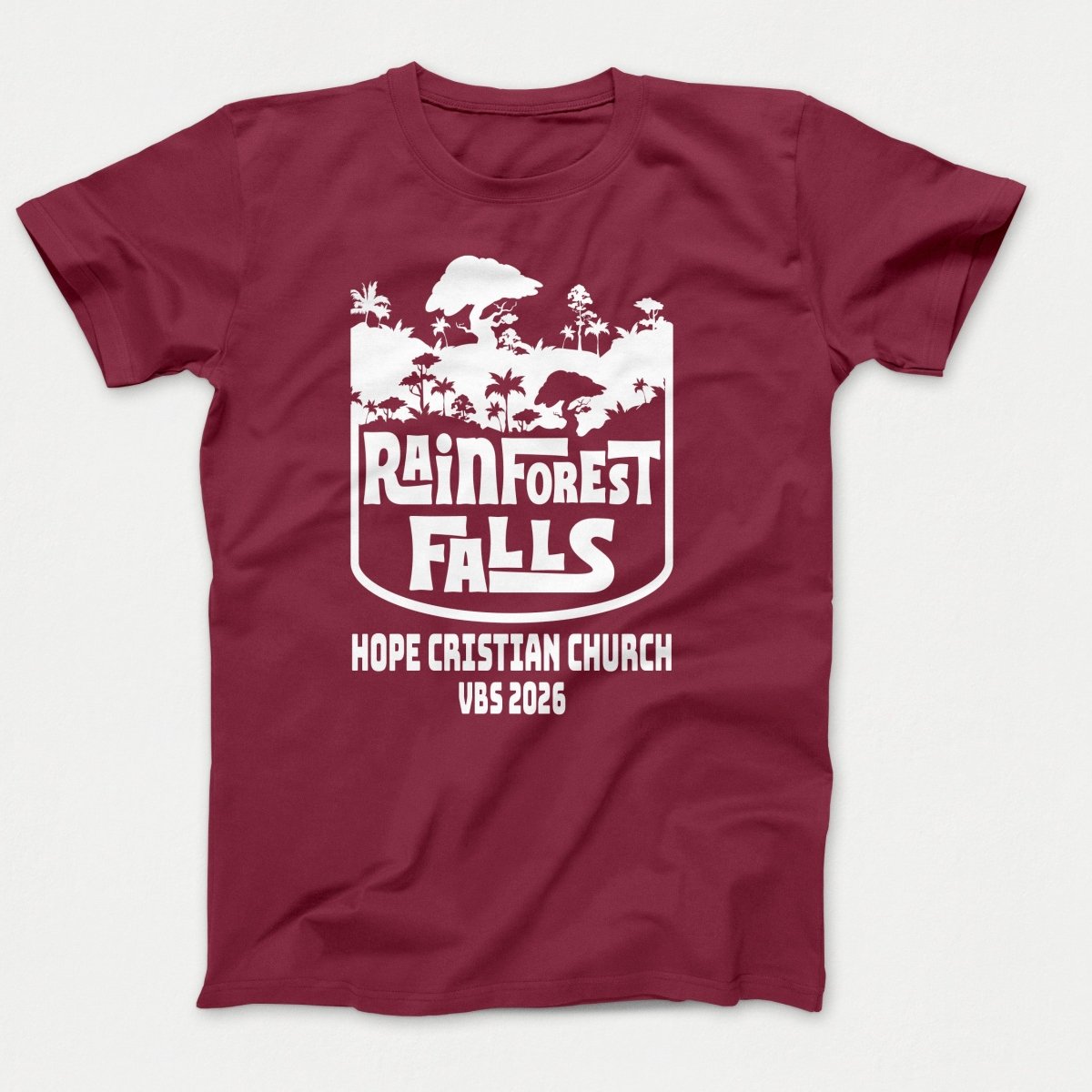 Rainforest Falls VBS Shirt - Rainforest Badge - Youth Shirts Cardinal - Polkabean