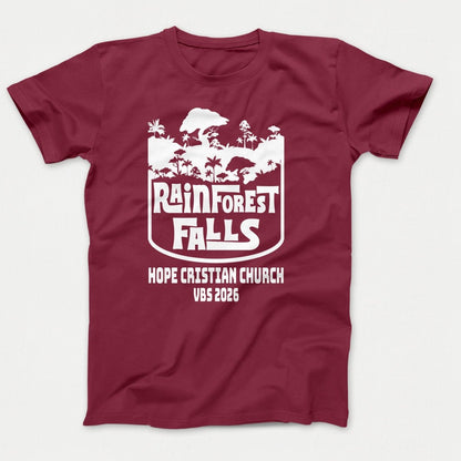 Rainforest Falls VBS Shirt - Rainforest Badge - Youth Shirts Cardinal - Polkabean
