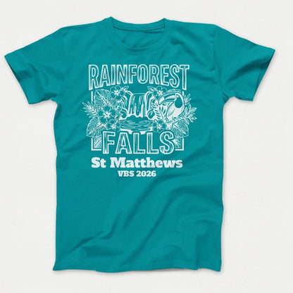Rainforest Falls VBS Shirts - Rainforest Bird - Adult T-shirts Bright Aqua - Polkabean