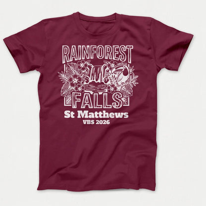Rainforest Falls VBS Shirts - Rainforest Bird - Adult T-shirts Athletic Maroon - Polkabean