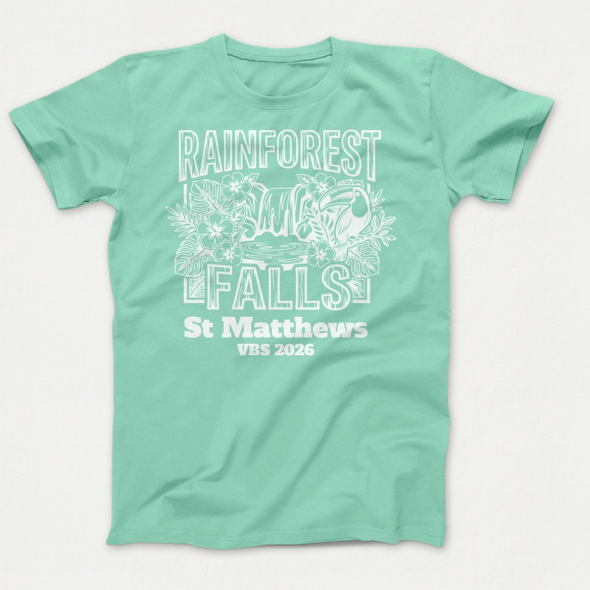Rainforest Falls VBS Shirts - Rainforest Bird - Adult T-shirts Jadeite - Polkabean
