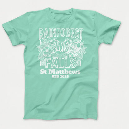 Rainforest Falls VBS Shirts - Rainforest Bird - Adult T-shirts Jadeite - Polkabean