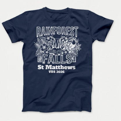 Rainforest Falls VBS Shirts - Rainforest Bird - Adult T-shirts Navy - Polkabean