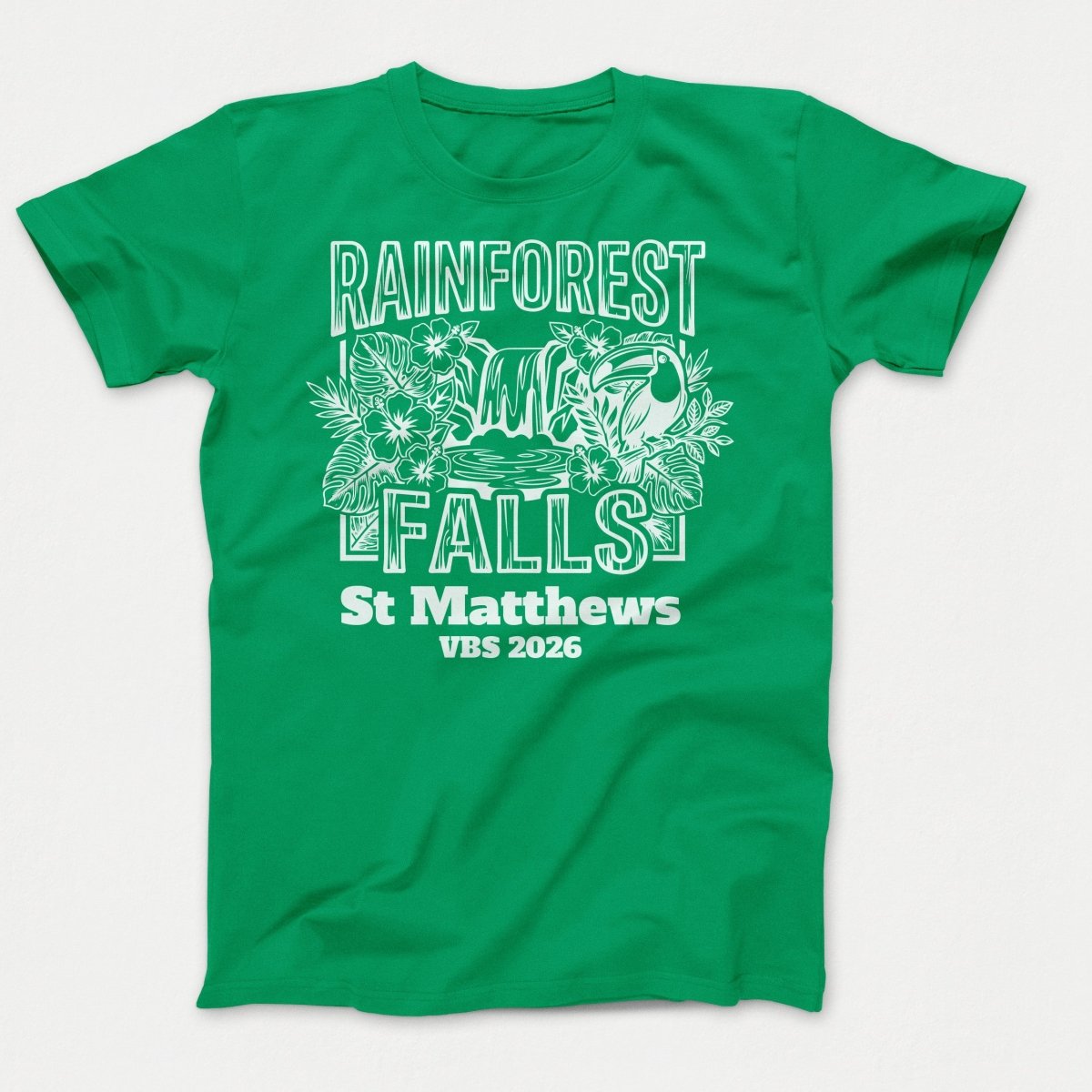 Rainforest Falls VBS Shirts - Rainforest Bird - Adult T-shirts Kelly - Polkabean