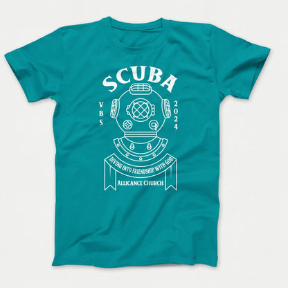 Scuba VBS Shirts - Diving Helmet - Youth T-shirts Bright Aqua - Polkabean