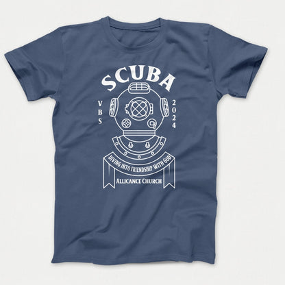 Scuba VBS Shirts - Diving Helmet - Youth T-shirts Steel Blue - Polkabean