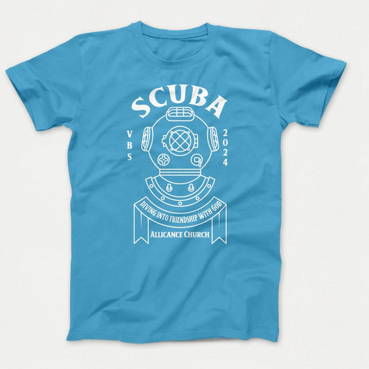 Scuba VBS Shirts - Diving Helmet - Youth T-shirts Aquatic Blue - Polkabean