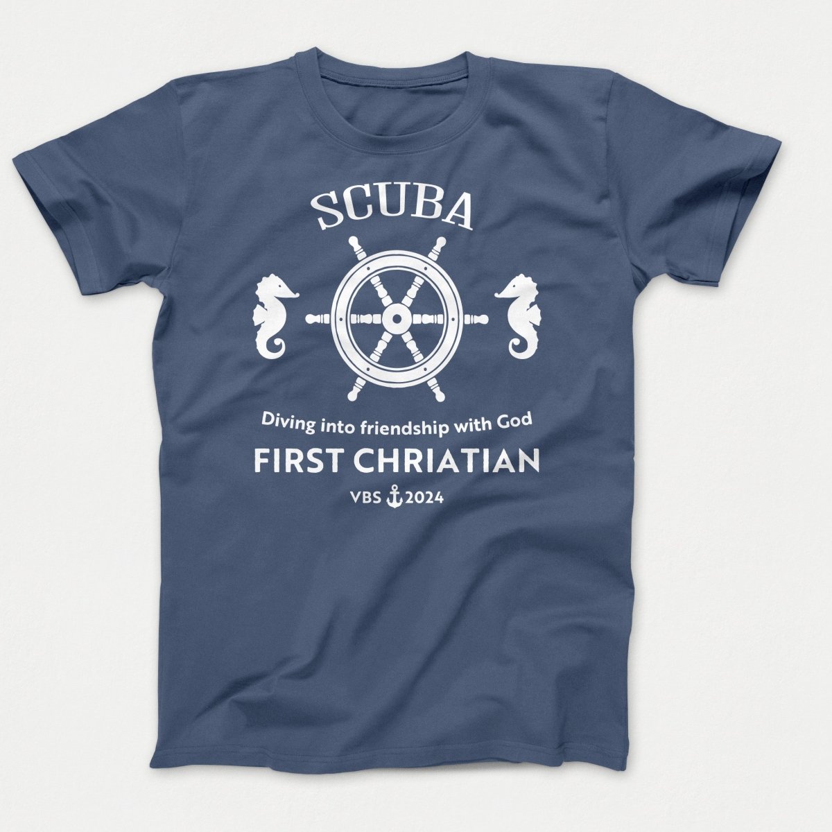 Scuba VBS Shirts - Seahorse - Youth T-shirts Steel Blue - Polkabean