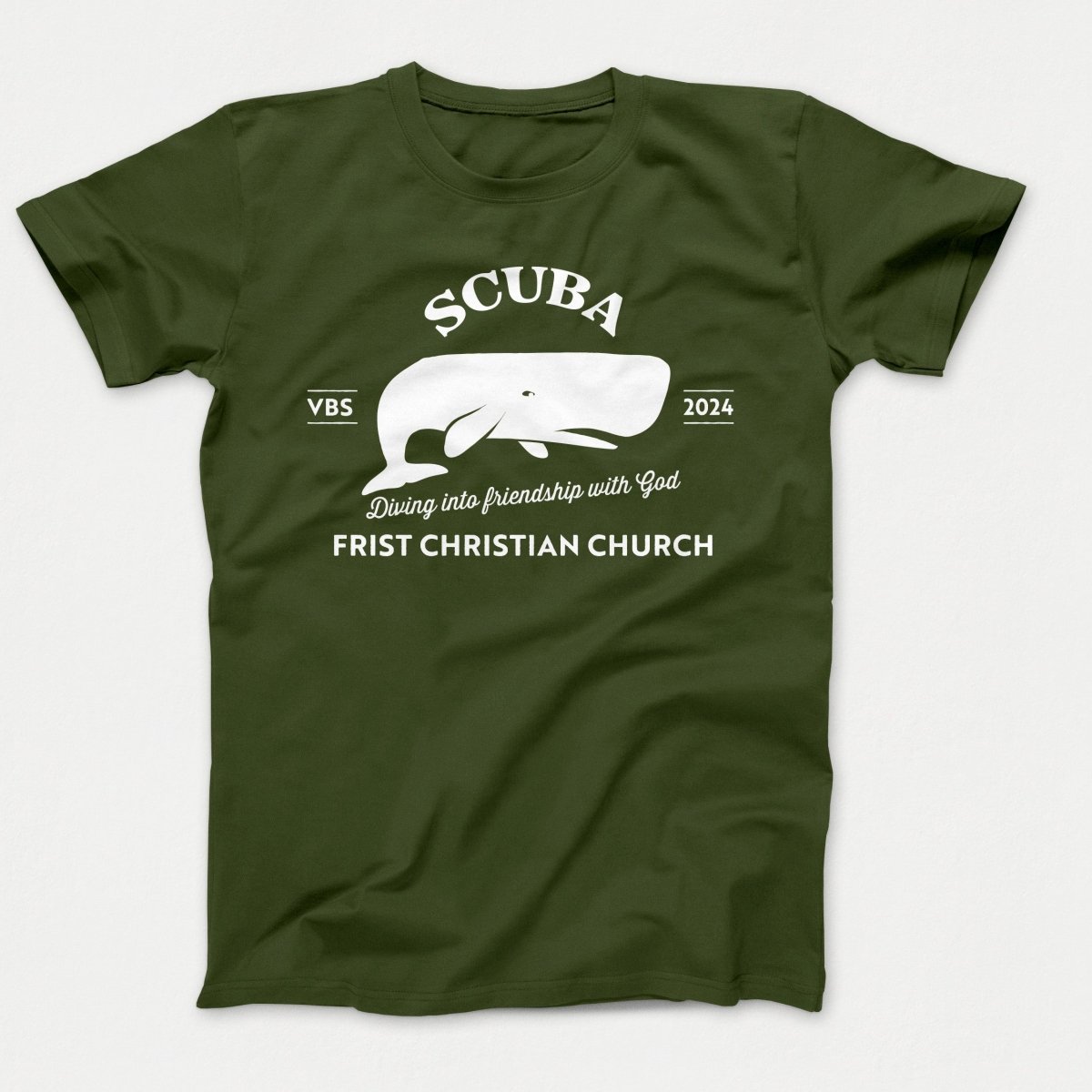 Scuba VBS Shirts - Whale - Adult T-shirts Olive - Polkabean