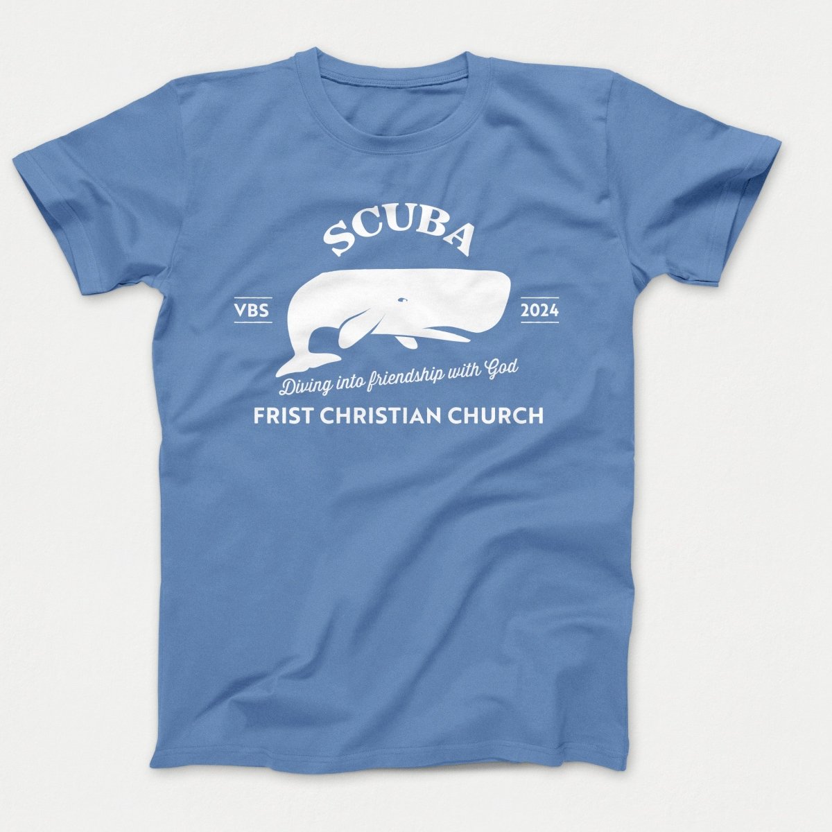 Scuba VBS Shirts - Whale - Adult T-shirts Carolina Blue - Polkabean