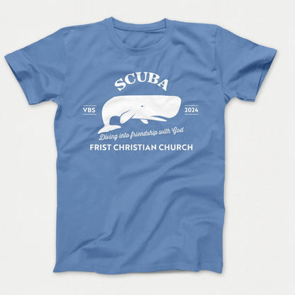 Scuba VBS Shirts - Whale - Adult T-shirts Carolina Blue - Polkabean