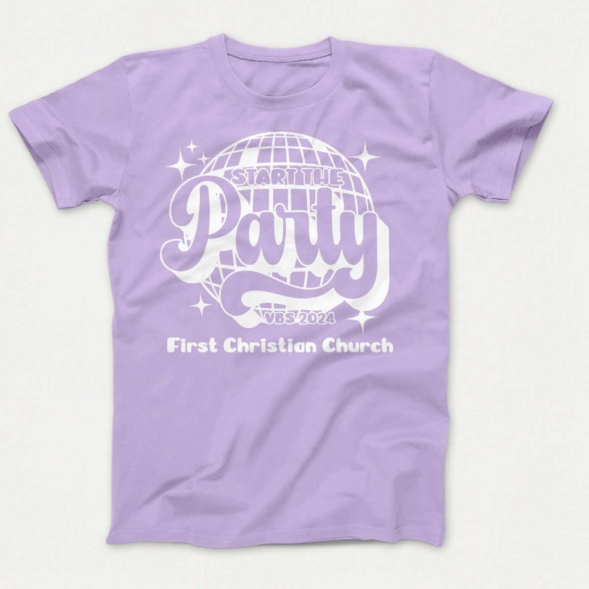 Start the Party VBS Shirts - Adult Sizes Lavender - Polkabean